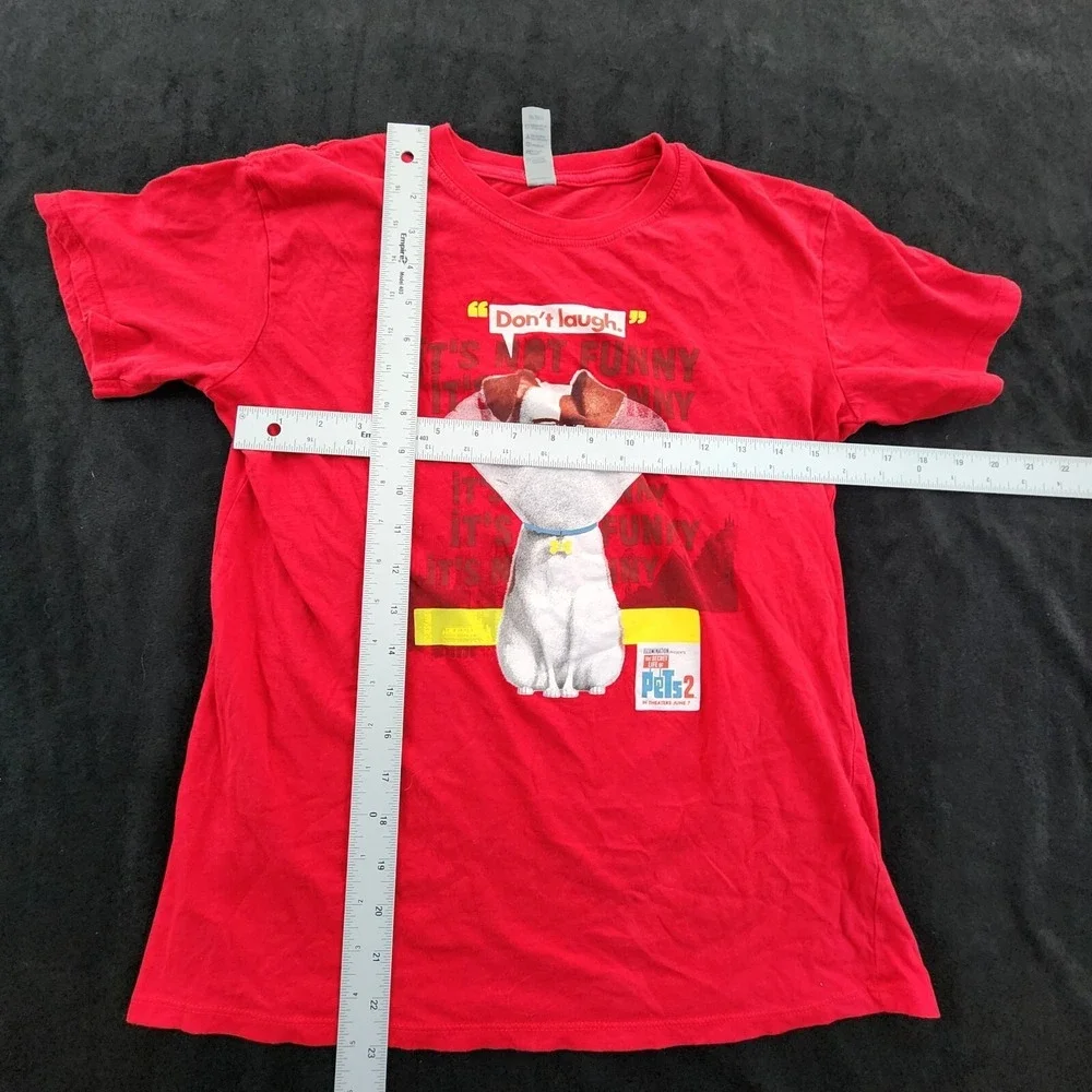 Pets 2 Don't Laugh Red Short Sleeve Cotton T-Shirt Youth XL